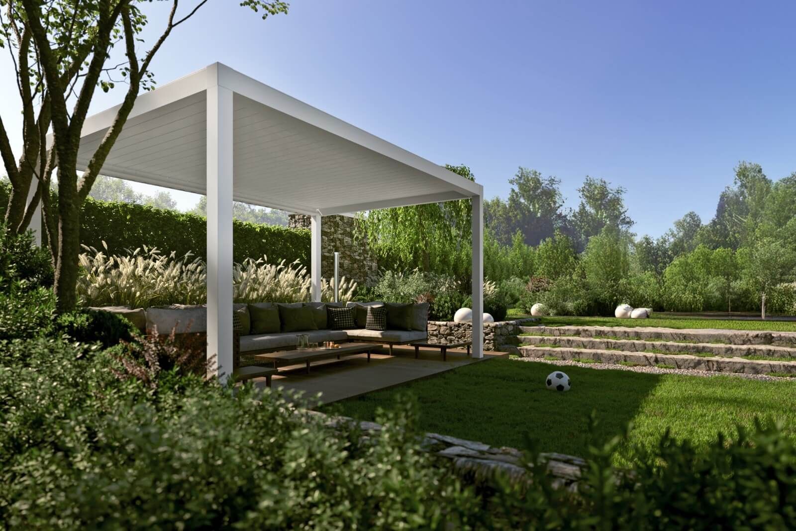 ECHO Light inspiracja w-260330 kkp pergola light ogród RAL 9010 wizualizacja 02