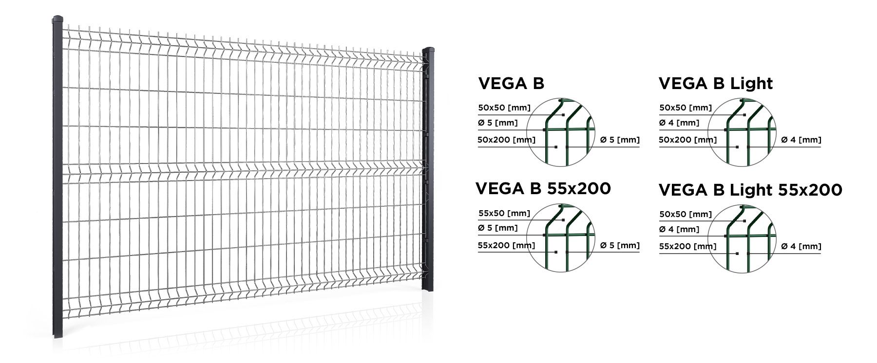 VEGA B, VEGA B Light, VEGA B 55x200 et VEGA B Light II